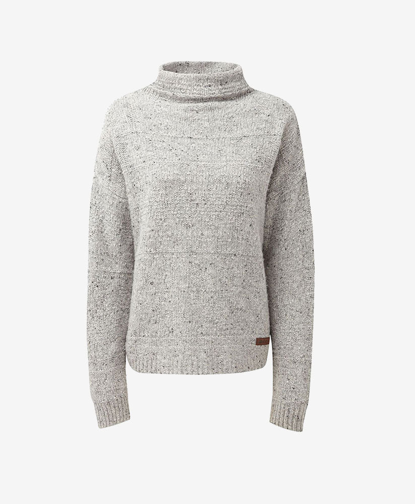 Grey Melange Cashmere Raglan Sweater